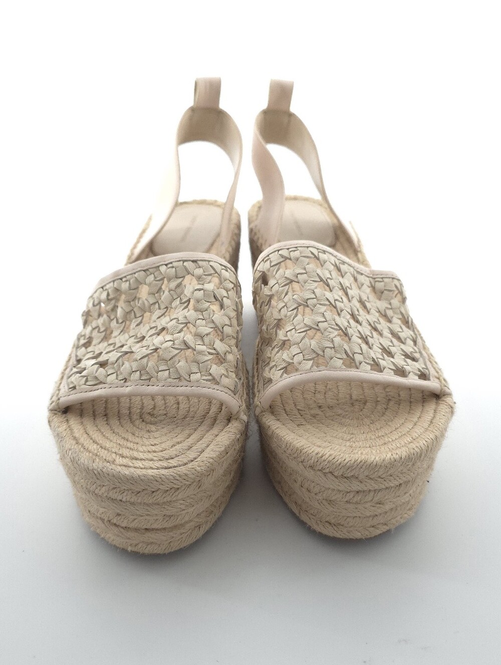 Tory Burch Basket-Weave Leather Espadrille Wedge Sandals Size 10.5 - Picture 4 of 11